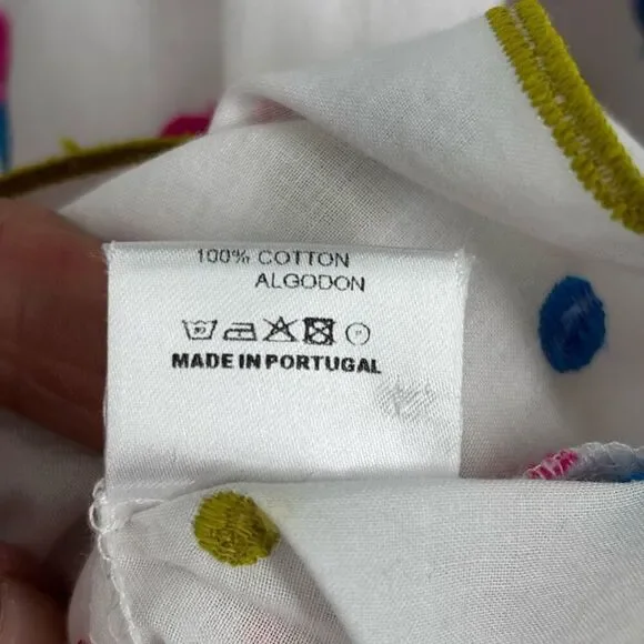 Vilagallo Puff‎ Sleeve Button Front Shirt White/Multi Embroidered Polka Dots 40 - Picture 9 of 10